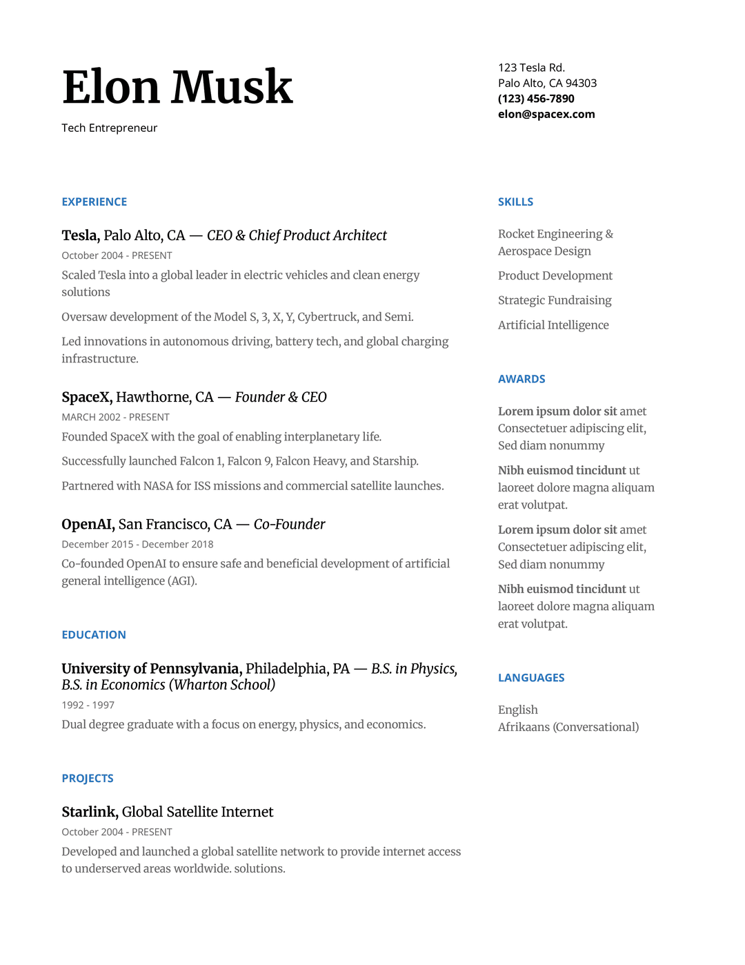 AI Generated Resume Example